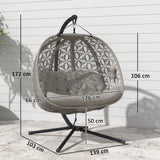Polyester Fabric Outdoor Double Hanging Swing Chair With Cushion - Velmora