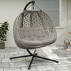 Polyester Fabric Outdoor Double Hanging Swing Chair With Cushion - Velmora
