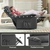 Polyester Fabric Recliner Chair 66cm Wide With Footrest - Velmora