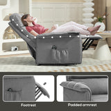 Polyester Fabric Recliner Chair 66cm Wide With Footrest - Velmora