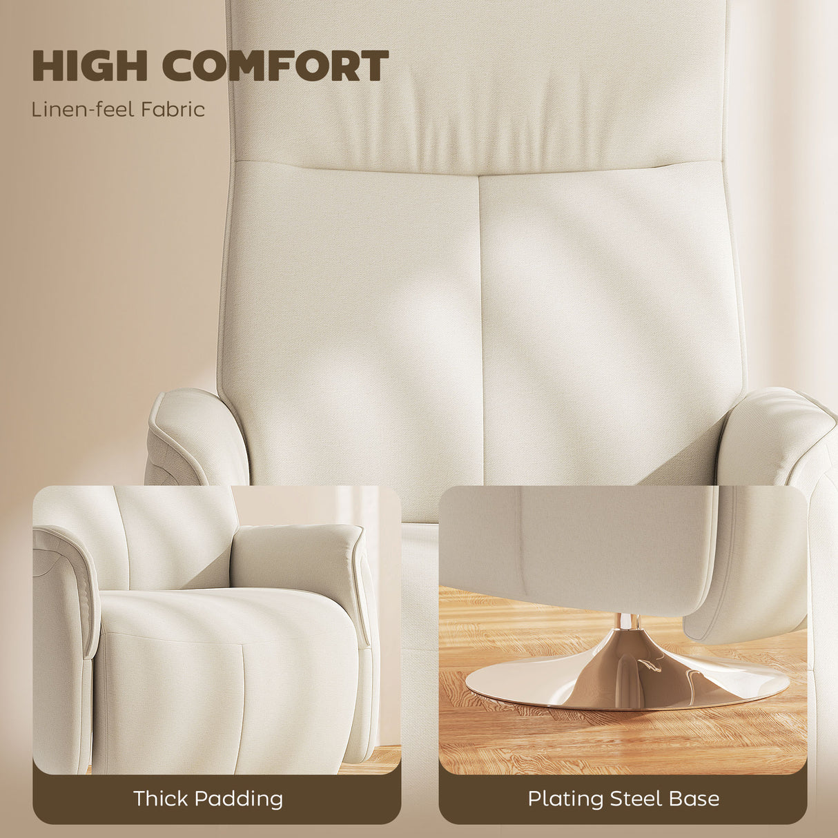 Polyester Fabric Recliner Chair 68.5cm Wide With Footrest - Velmora