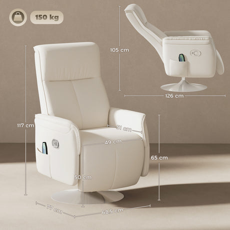 Polyester Fabric Recliner Chair 68.5cm Wide With Footrest - Velmora