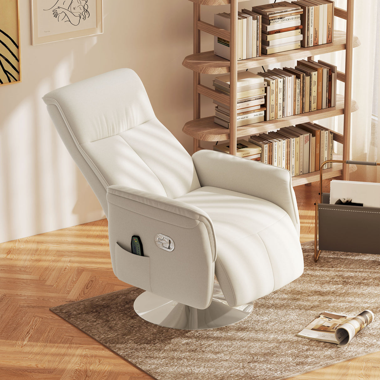 Polyester Fabric Recliner Chair 68.5cm Wide With Footrest - Velmora