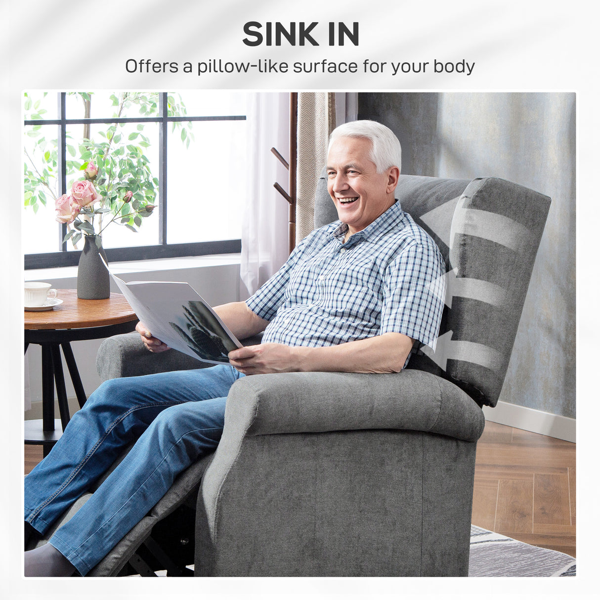 Polyester Fabric Recliner Chair 72.5cm Wide With Footrest - Velmora