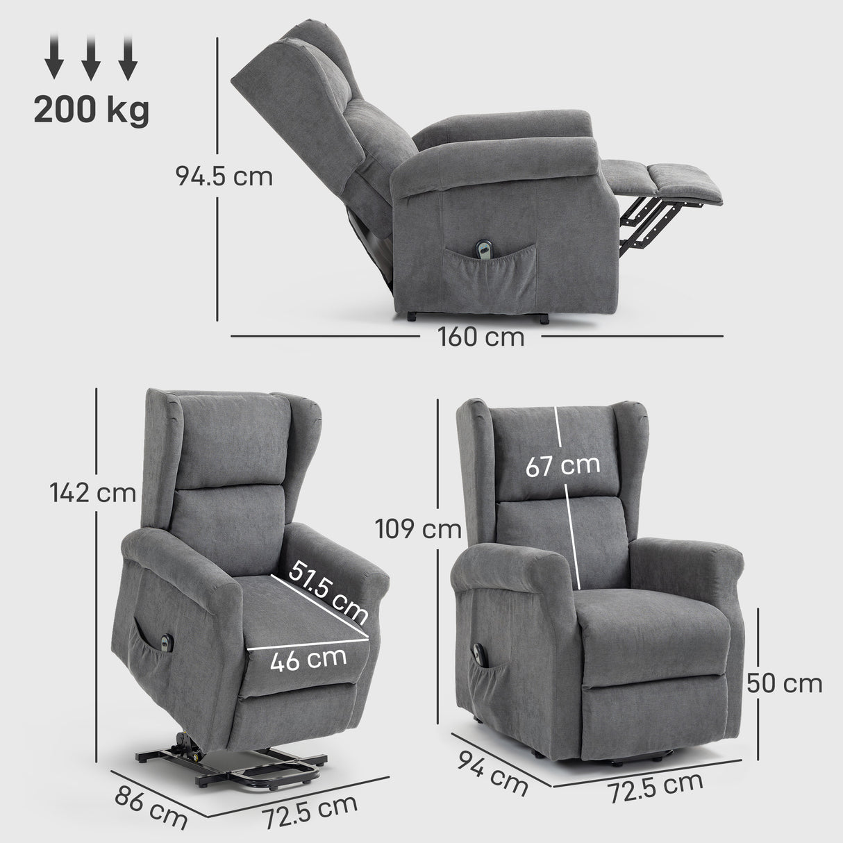 Polyester Fabric Recliner Chair 72.5cm Wide With Footrest - Velmora