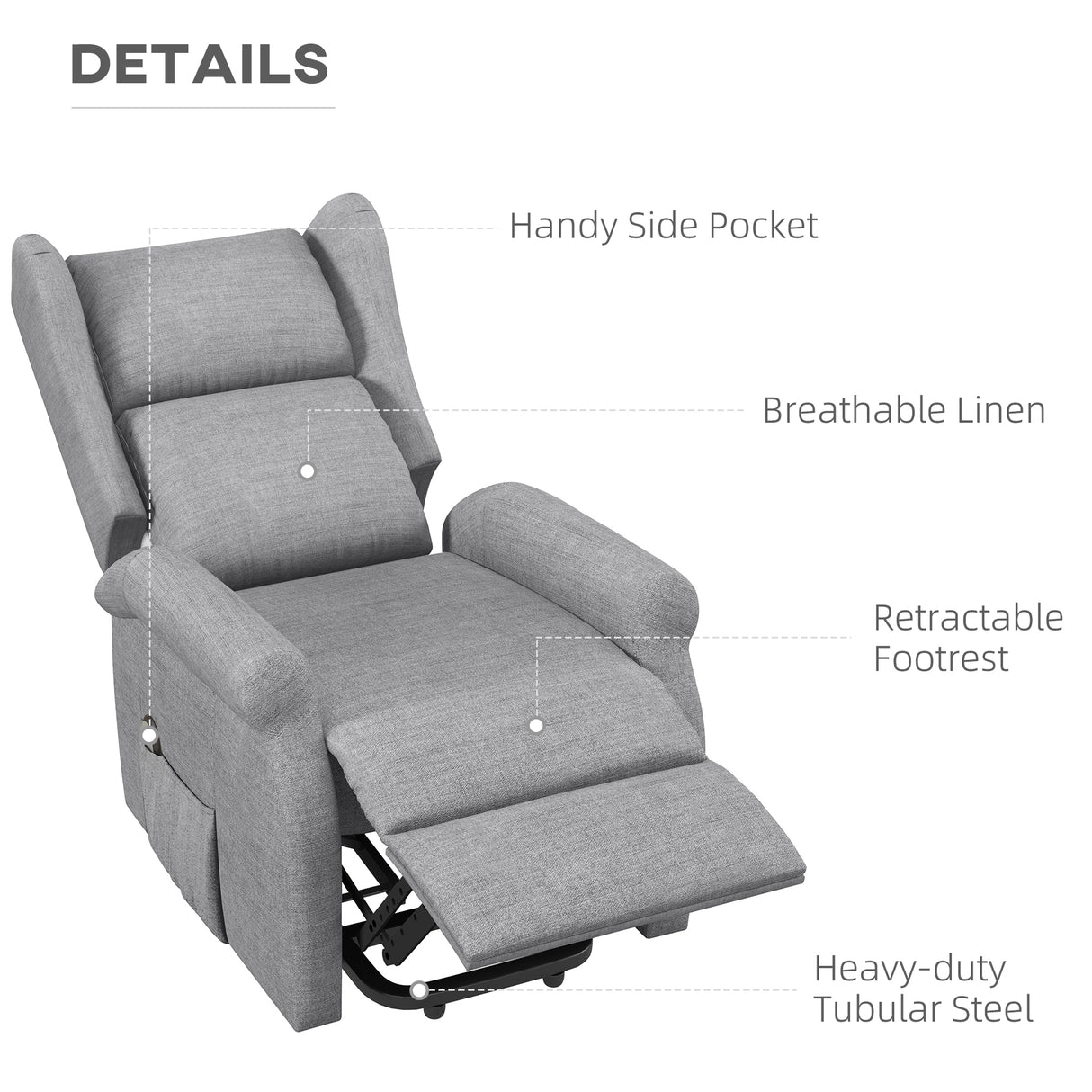 Polyester Fabric Recliner Chair 72.5cm Wide With Footrest - Velmora