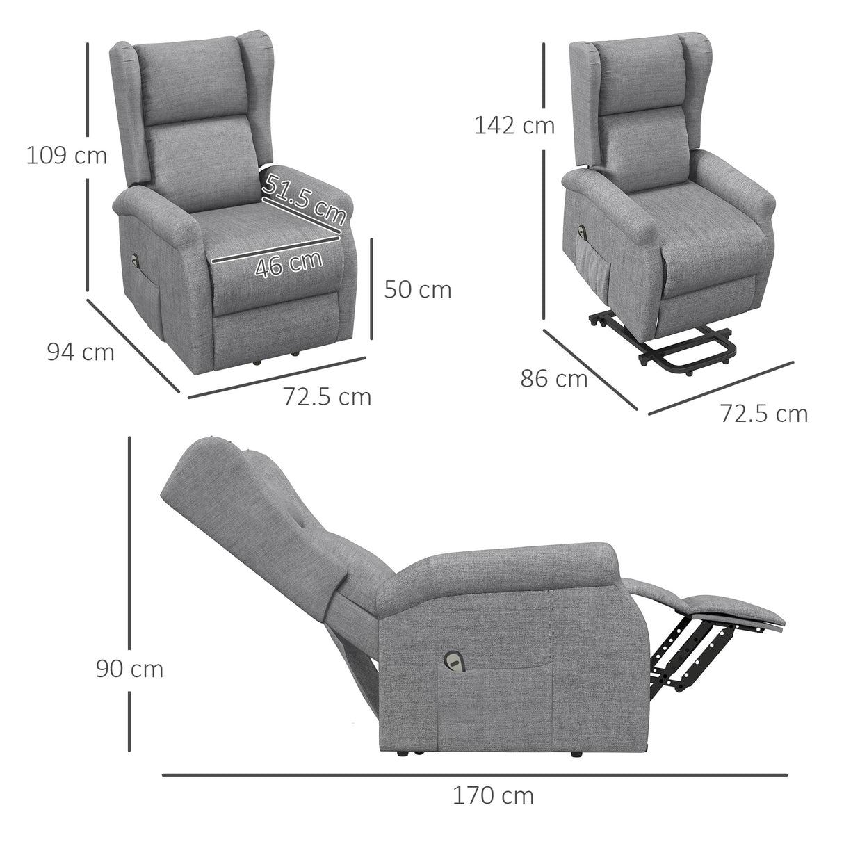 Polyester Fabric Recliner Chair 72.5cm Wide With Footrest - Velmora