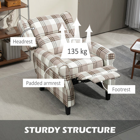 Polyester Fabric Recliner Chair 77cm Wide With Footrest - Velmora