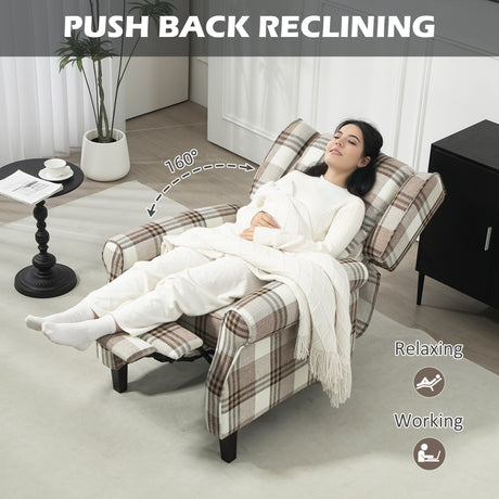 Polyester Fabric Recliner Chair 77cm Wide With Footrest - Velmora