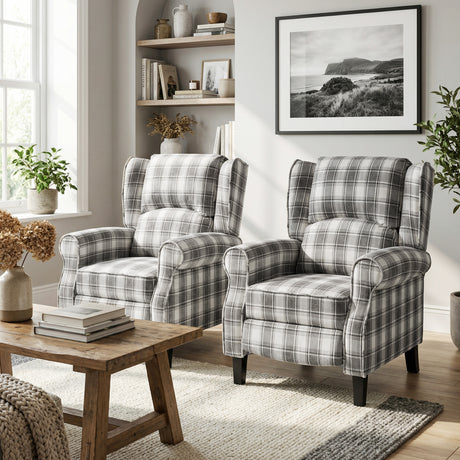 Polyester Fabric Recliner Chair 77cm Wide With Footrest - Velmora