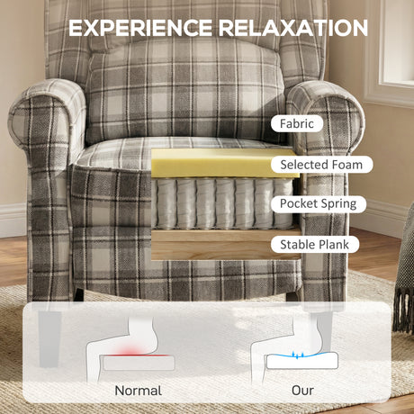 Polyester Fabric Recliner Chair 77cm Wide With Footrest - Velmora