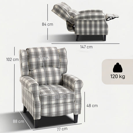 Polyester Fabric Recliner Chair 77cm Wide With Footrest - Velmora