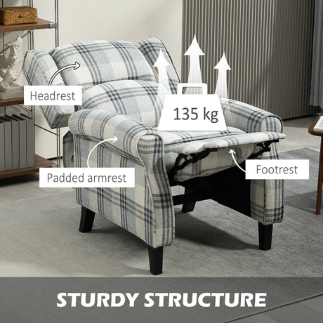 Polyester Fabric Recliner Chair 77cm Wide With Footrest - Velmora