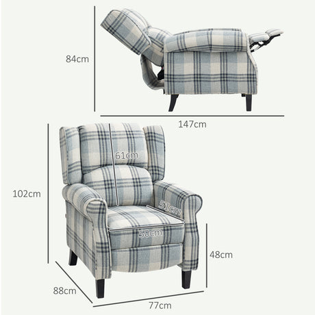 Polyester Fabric Recliner Chair 77cm Wide With Footrest - Velmora