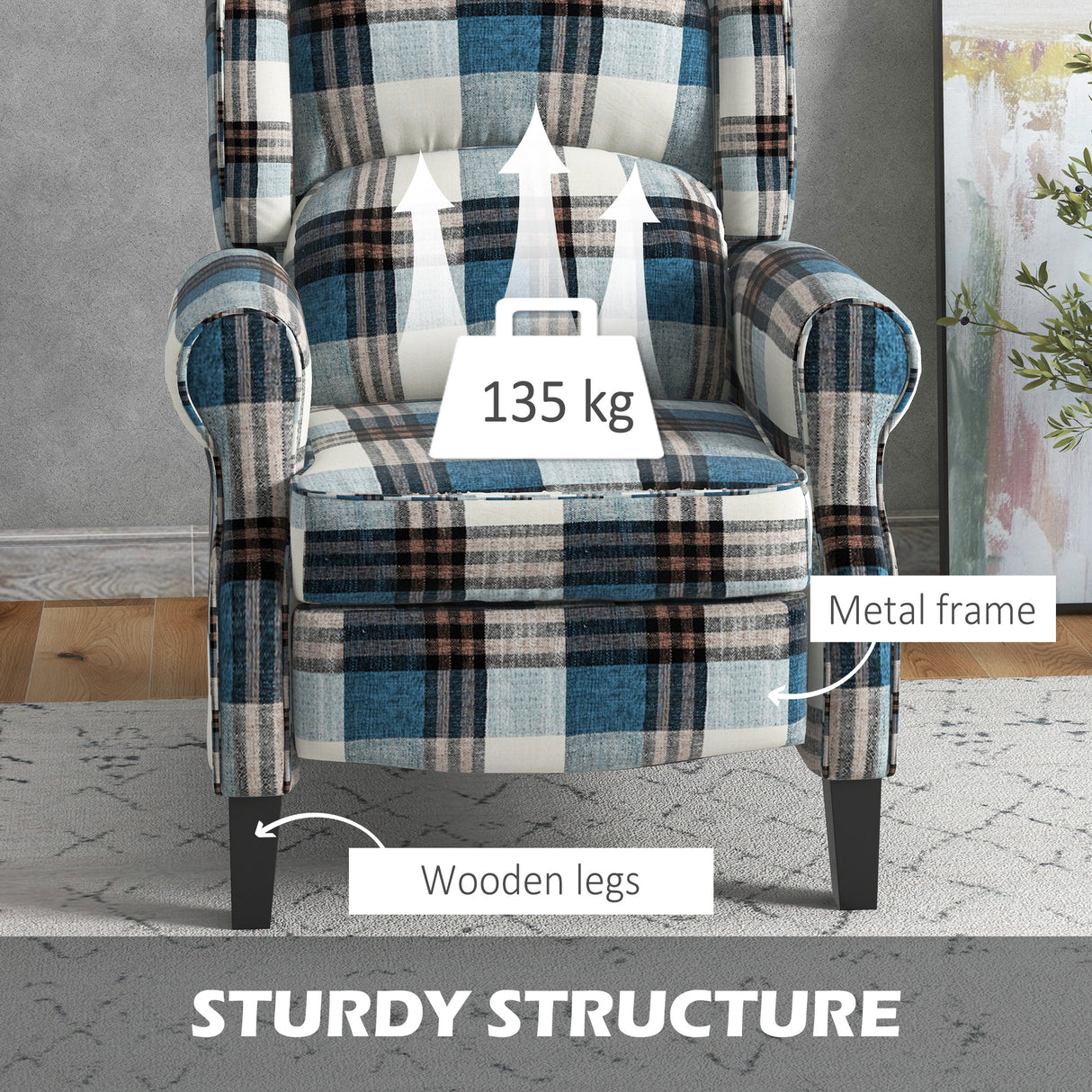 Polyester Fabric Recliner Chair 77cm Wide With Footrest - Velmora