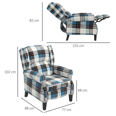 Polyester Fabric Recliner Chair 77cm Wide With Footrest - Velmora