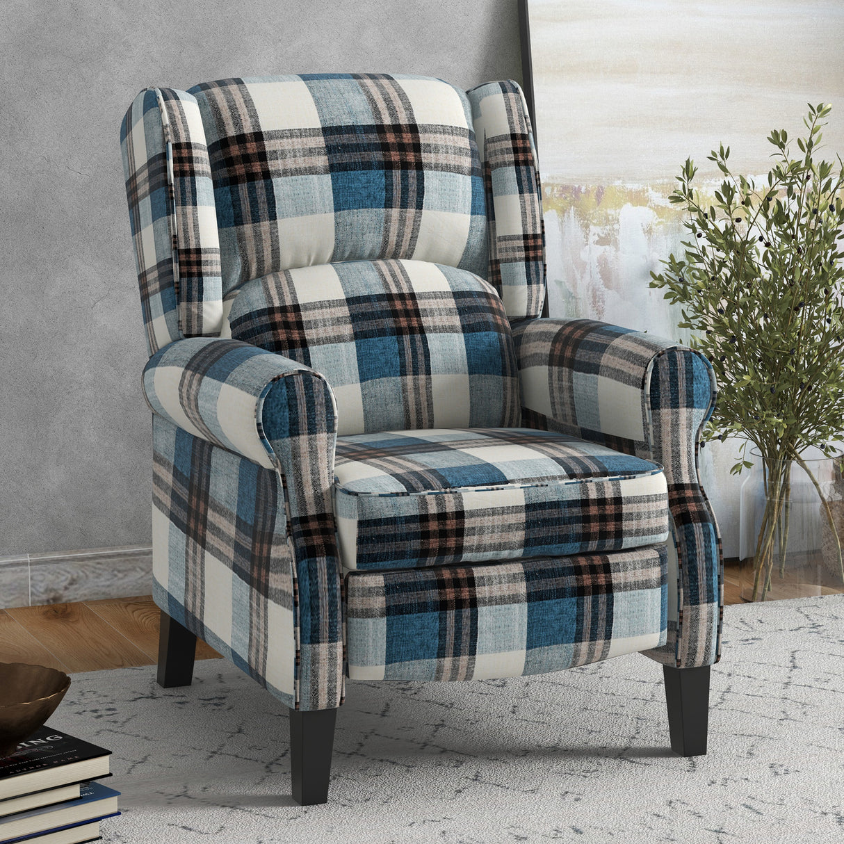 Polyester Fabric Recliner Chair 77cm Wide With Footrest - Velmora