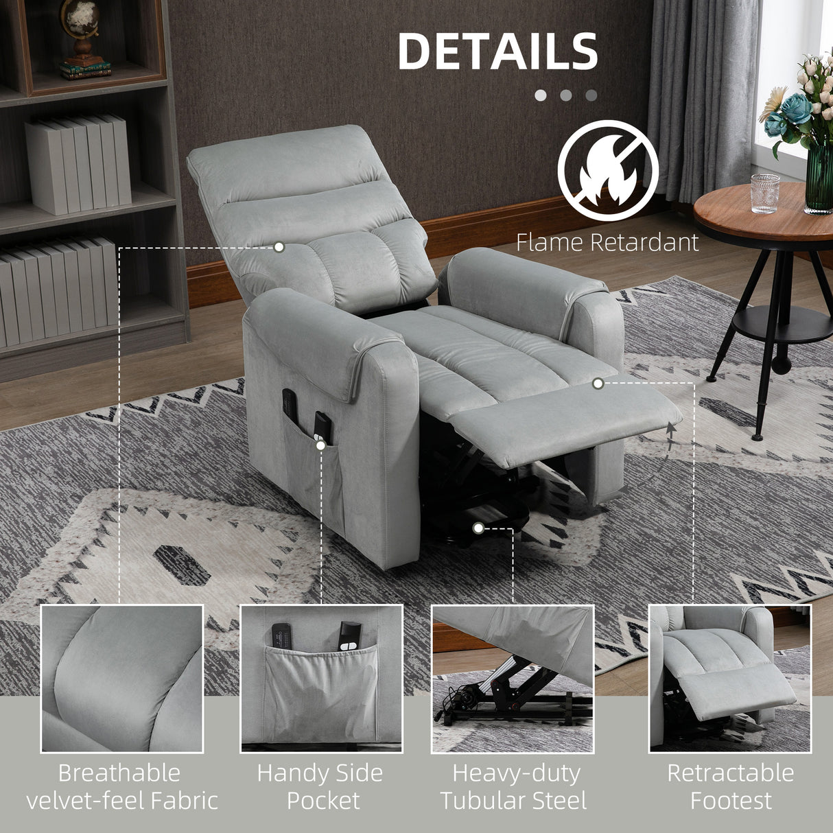 Polyester Fabric Recliner Chair 79cm Wide - Velmora
