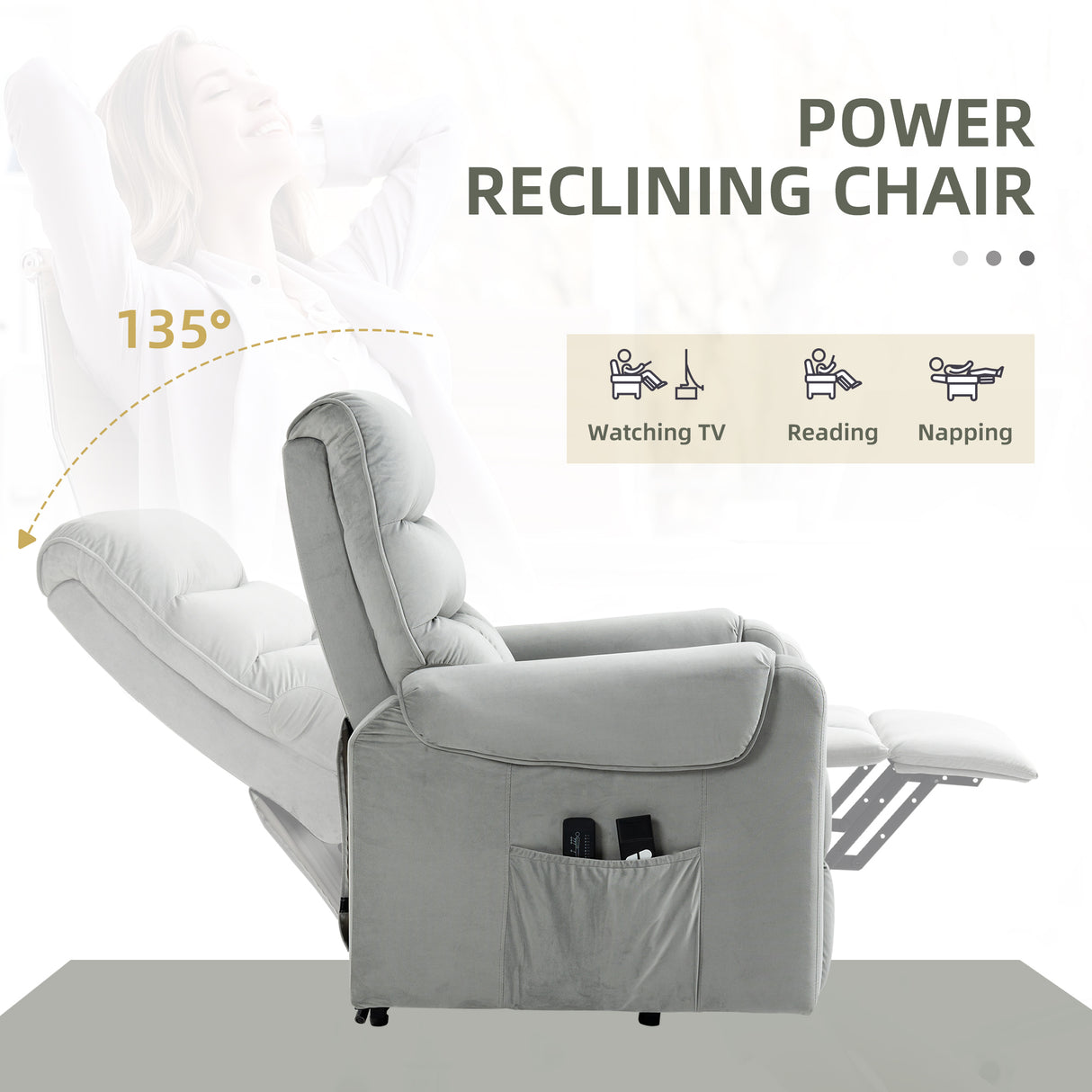 Polyester Fabric Recliner Chair 79cm Wide - Velmora