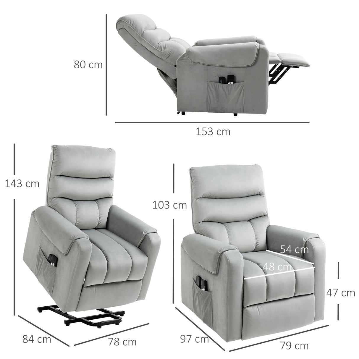 Polyester Fabric Recliner Chair 79cm Wide - Velmora