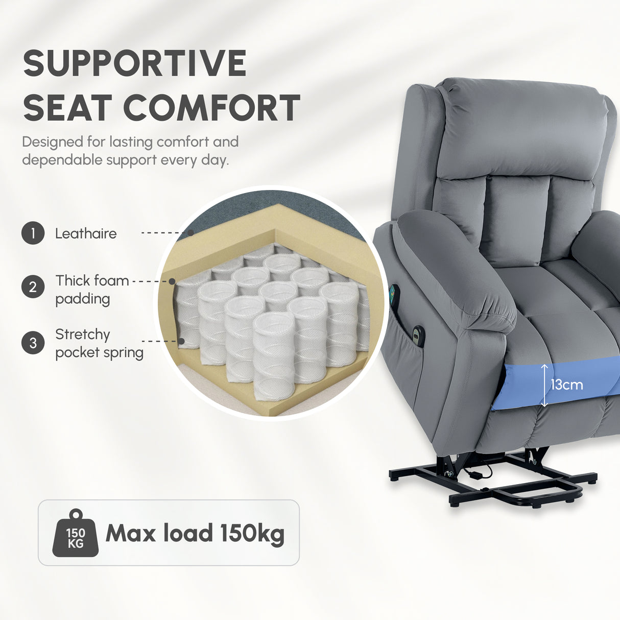 Polyester Fabric Recliner Chair 97cm Wide With Footrest - Velmora