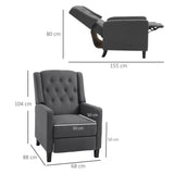Polyester Fabric Reclining Armchair With Leg Rest 68cm Wide - Velmora