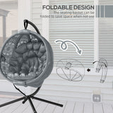 Polyester Fabric Round Egg Basket Swing Chair With Steel Stand - Velmora