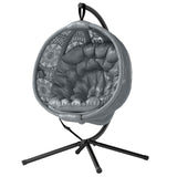 Polyester Fabric Round Egg Basket Swing Chair With Steel Stand - Velmora