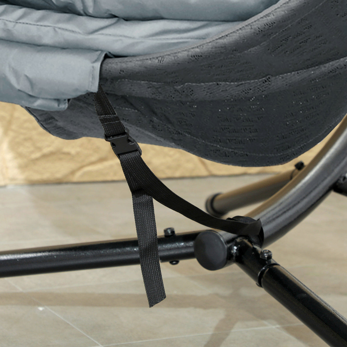 Polyester Fabric Round Egg Basket Swing Chair With Steel Stand - Velmora