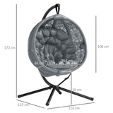 Polyester Fabric Round Egg Basket Swing Chair With Steel Stand - Velmora