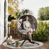 Polyester Fabric Round Egg Basket Swing Chair With Steel Stand - Velmora