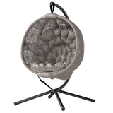 Polyester Fabric Round Egg Basket Swing Chair With Steel Stand - Velmora