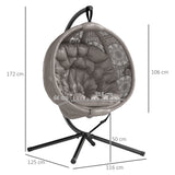 Polyester Fabric Round Egg Basket Swing Chair With Steel Stand - Velmora
