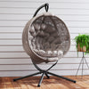 Polyester Fabric Round Egg Basket Swing Chair With Steel Stand - Velmora