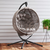 Polyester Fabric Round Egg Basket Swing Chair With Steel Stand - Velmora