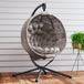 Polyester Fabric Round Egg Basket Swing Chair With Steel Stand - Velmora