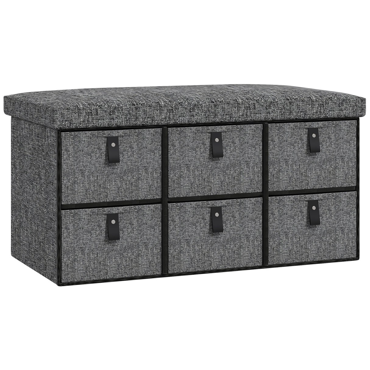 Polyester Fabric Shoe Storage Bench 76.5cm Wide With 6 Drawers - Velmora