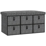 Polyester Fabric Shoe Storage Bench 76.5cm Wide With 6 Drawers - Velmora