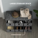 Polyester Fabric Shoe Storage Bench 76.5cm Wide With 6 Drawers - Velmora