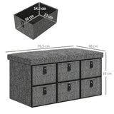 Polyester Fabric Shoe Storage Bench 76.5cm Wide With 6 Drawers - Velmora