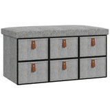 Polyester Fabric Shoe Storage Bench 76.5cm Wide With 6 Drawers - Velmora