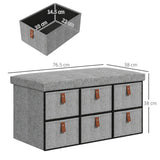 Polyester Fabric Shoe Storage Bench 76.5cm Wide With 6 Drawers - Velmora