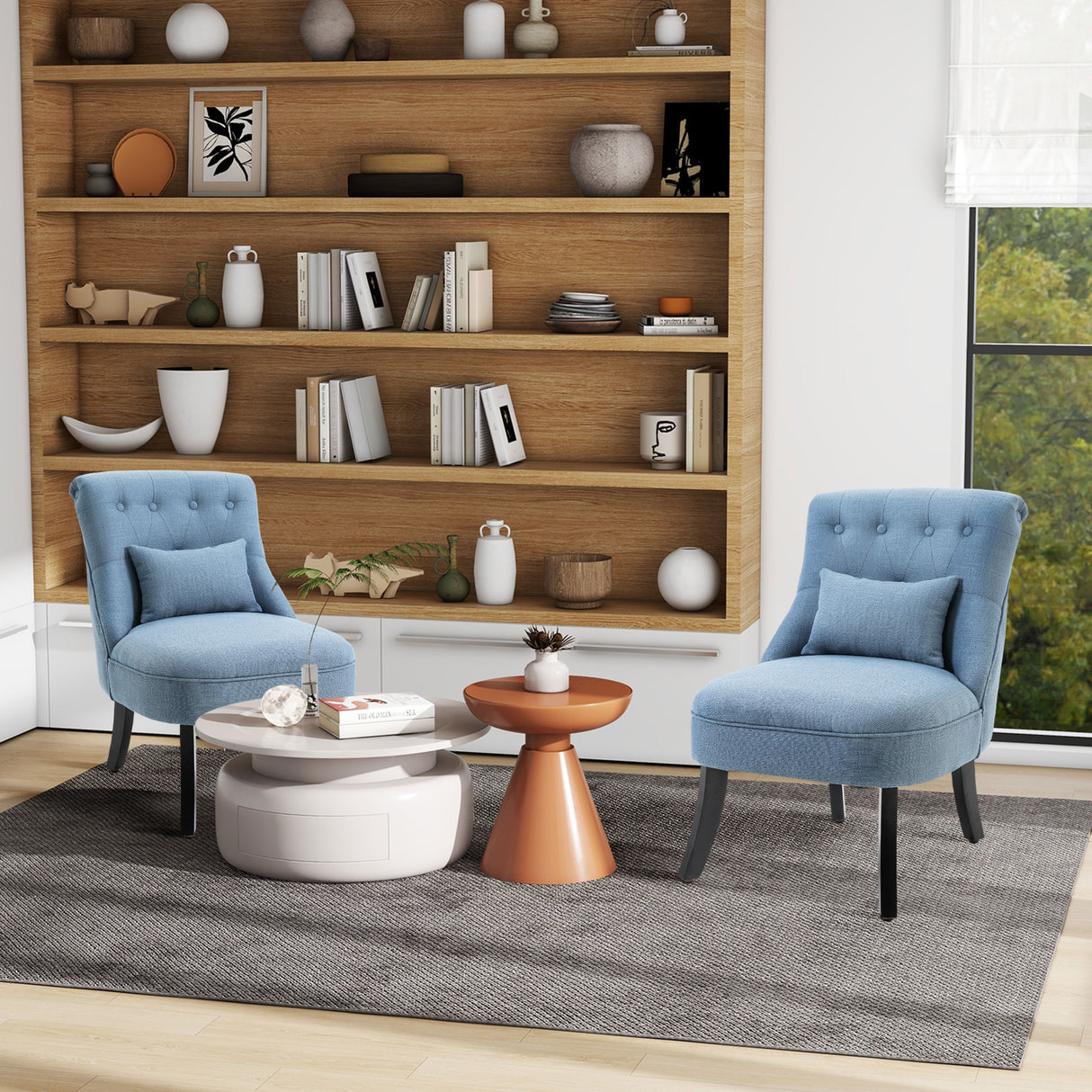 Polyester Fabric Single Sofa Tub Chair 52.5cm Wide in Set Of 2 - Velmora