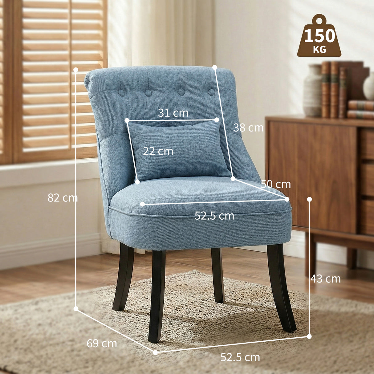 Polyester Fabric Single Sofa Tub Chair 52.5cm Wide - Velmora