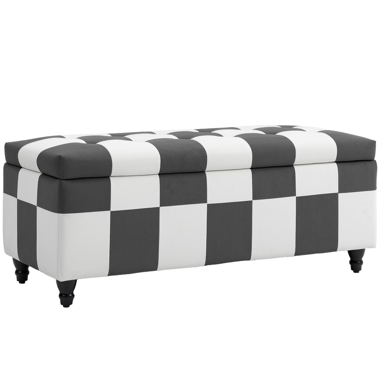 Polyester Fabric Storage Ottoman 114cm Wide With Wooden Legs - Velmora