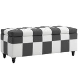 Polyester Fabric Storage Ottoman 114cm Wide With Wooden Legs - Velmora