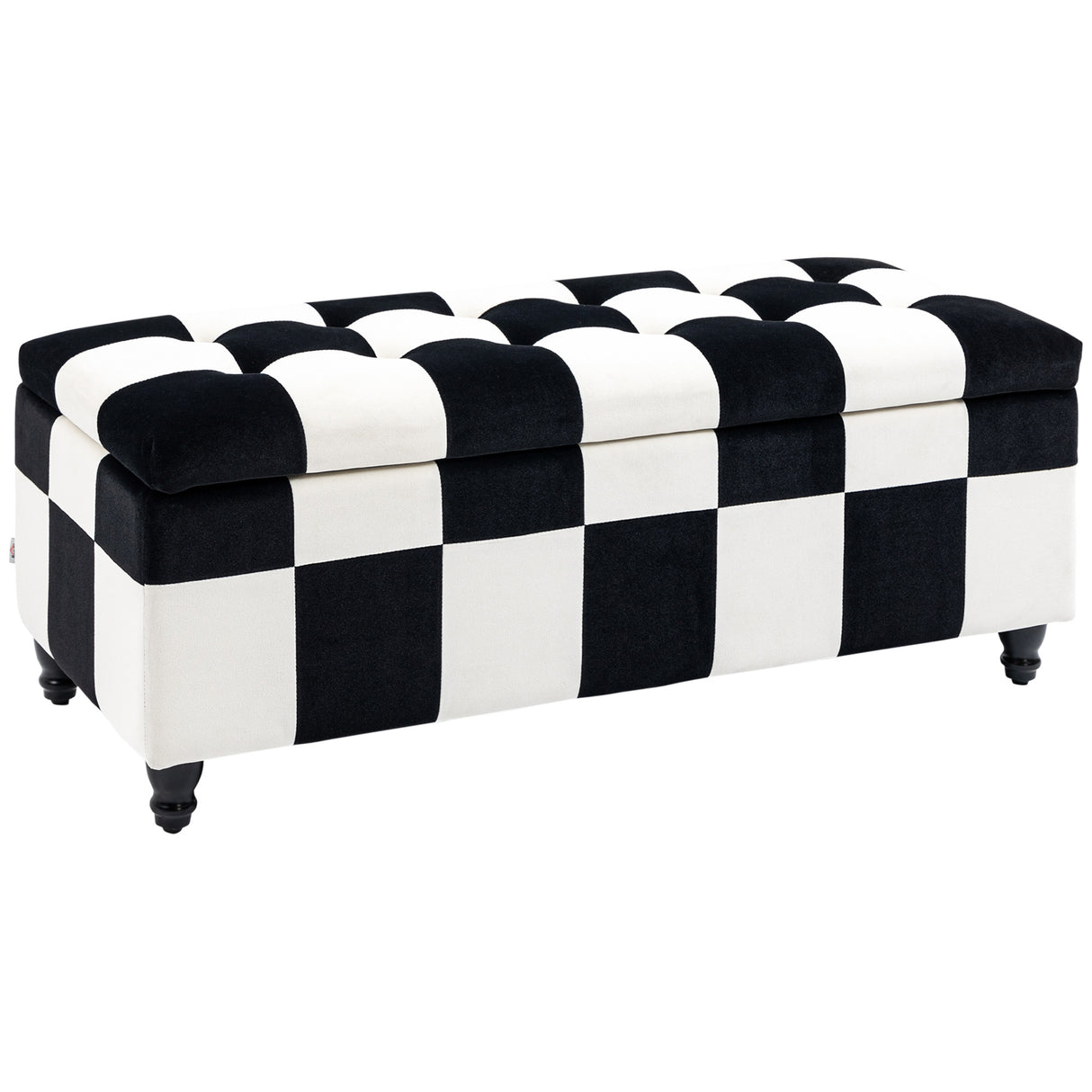 Polyester Fabric Storage Ottoman 114cm Wide With Wooden Legs - Velmora