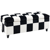 Polyester Fabric Storage Ottoman 114cm Wide With Wooden Legs - Velmora