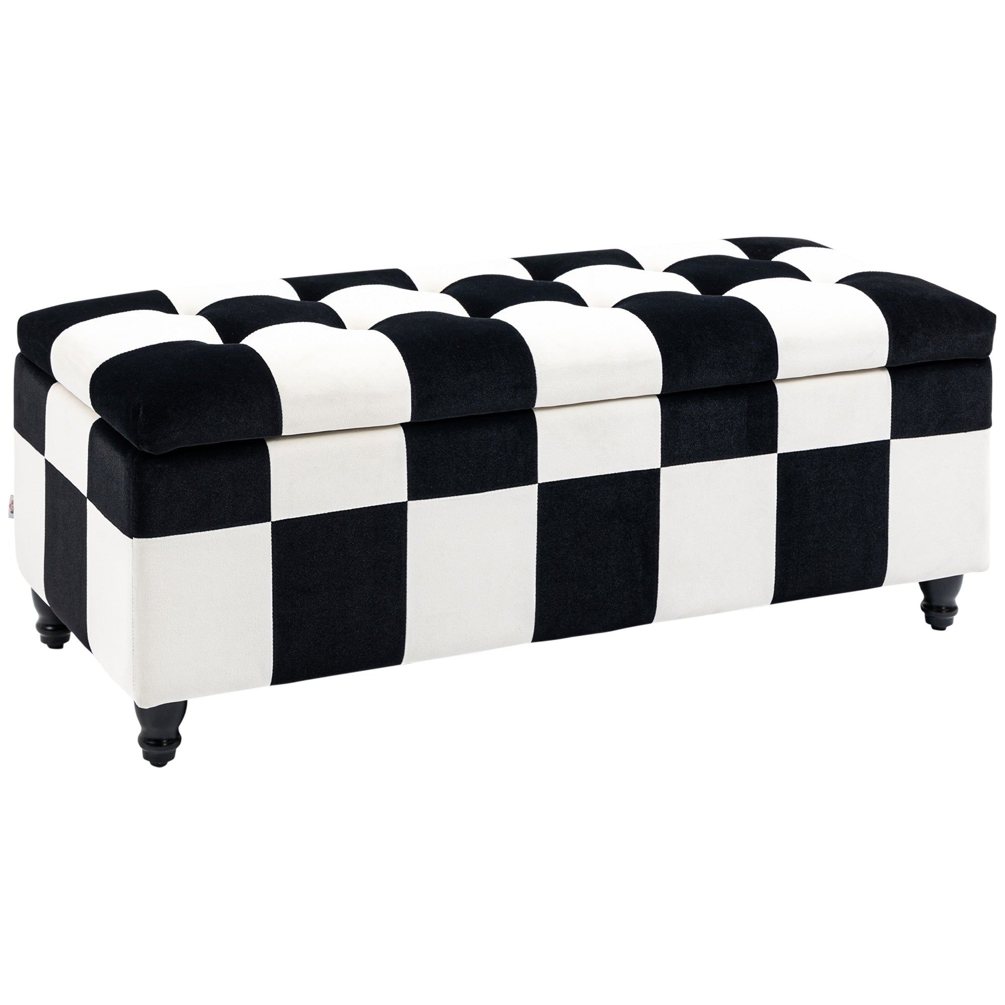 Polyester Fabric Storage Ottoman 114cm Wide With Wooden Legs - Velmora