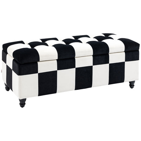 Polyester Fabric Storage Ottoman 114cm Wide With Wooden Legs - Velmora